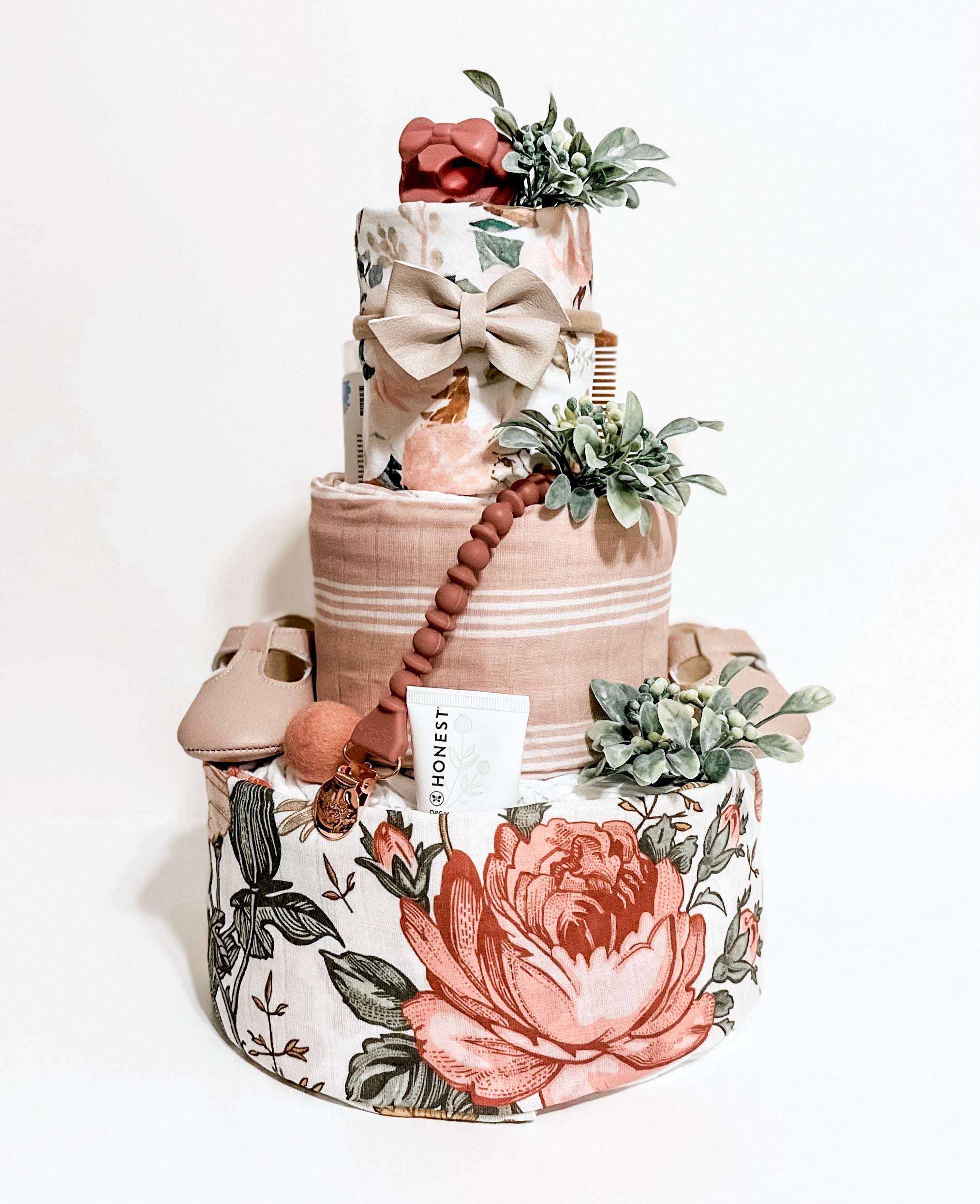 Square Diaper Cake In Basket Dublin Nappy Cake Baby Nappy Cake