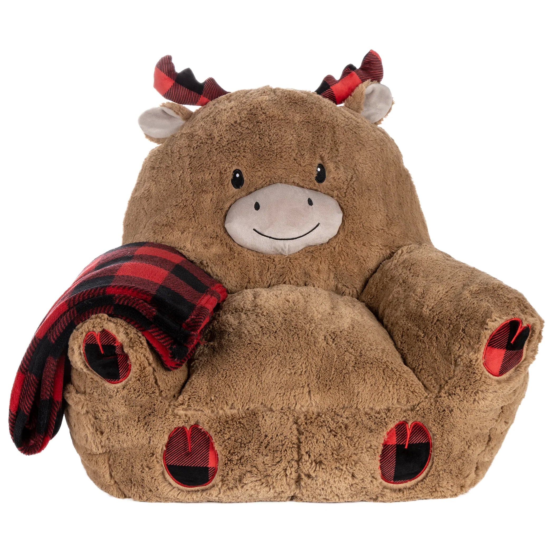 Buffalo plaid bean bag chair top